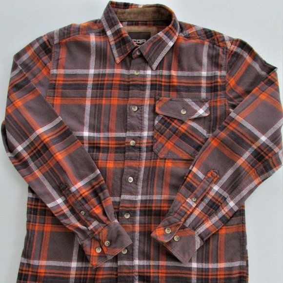 CQR Shirts Cqr Mens Cotton Flannel Shirt Trimmed With Corduroy Size